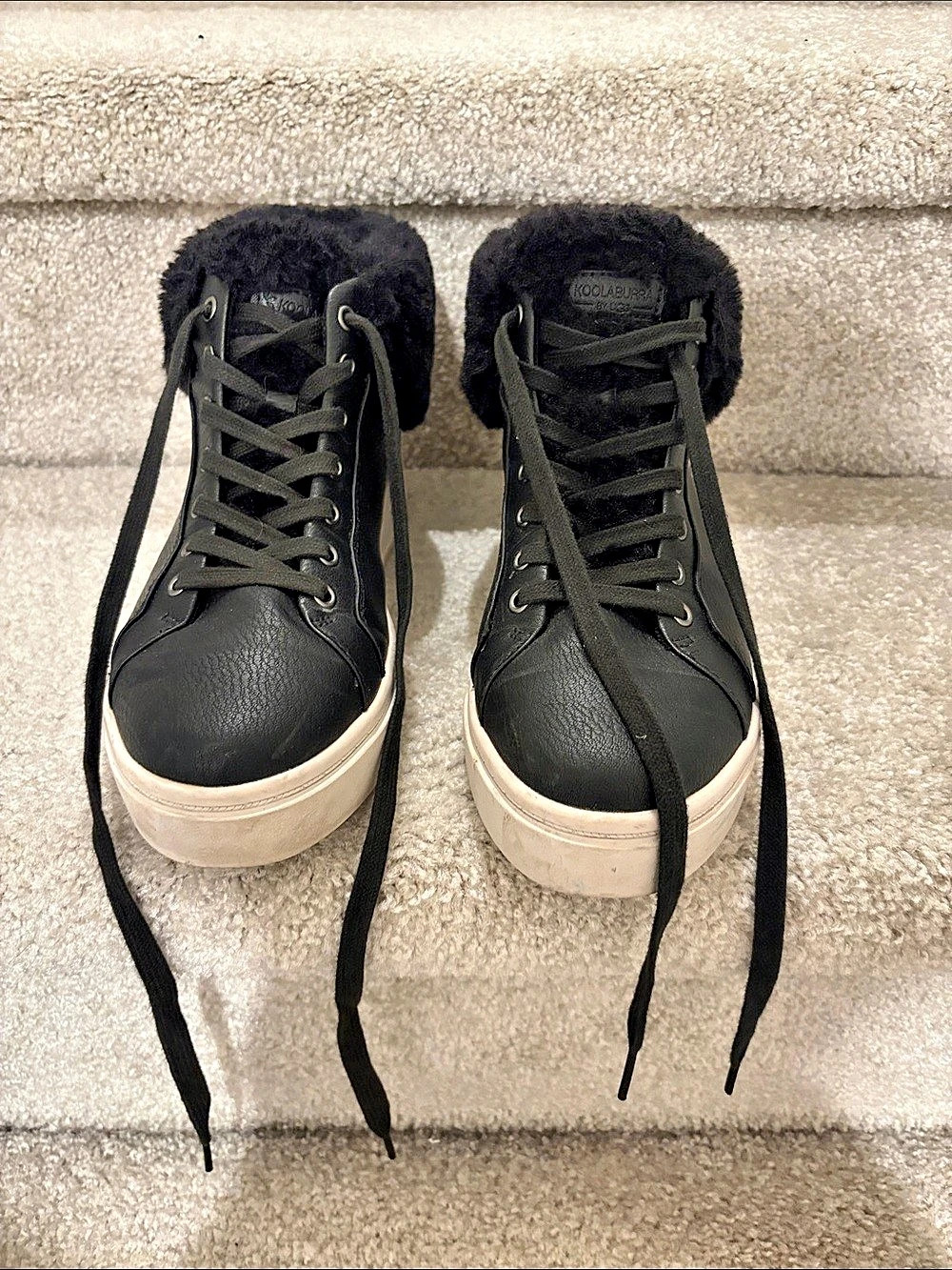Koolaburra by UGG Faux Fur High Top Sneaker Sneakers Black & White US 7